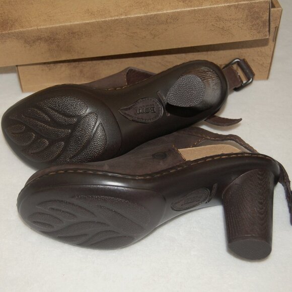 NIB Born Giddy Brown Leather Clog Mule Slingback Heels, Women Size US 8 MW - Picture 3 of 8